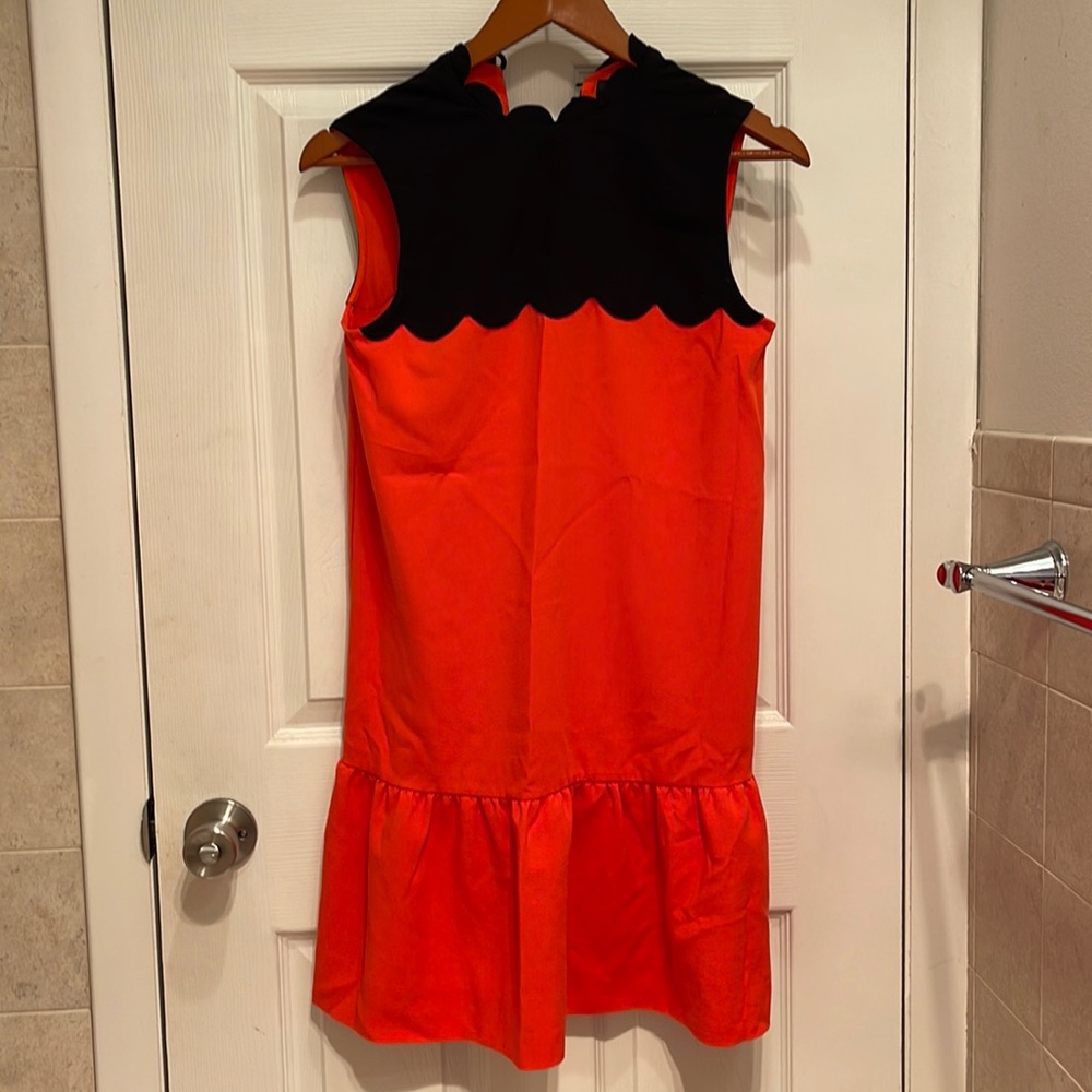 Victoria Beckham for Target Orange and Black Scallop Neck  Mini Dress | Size XS